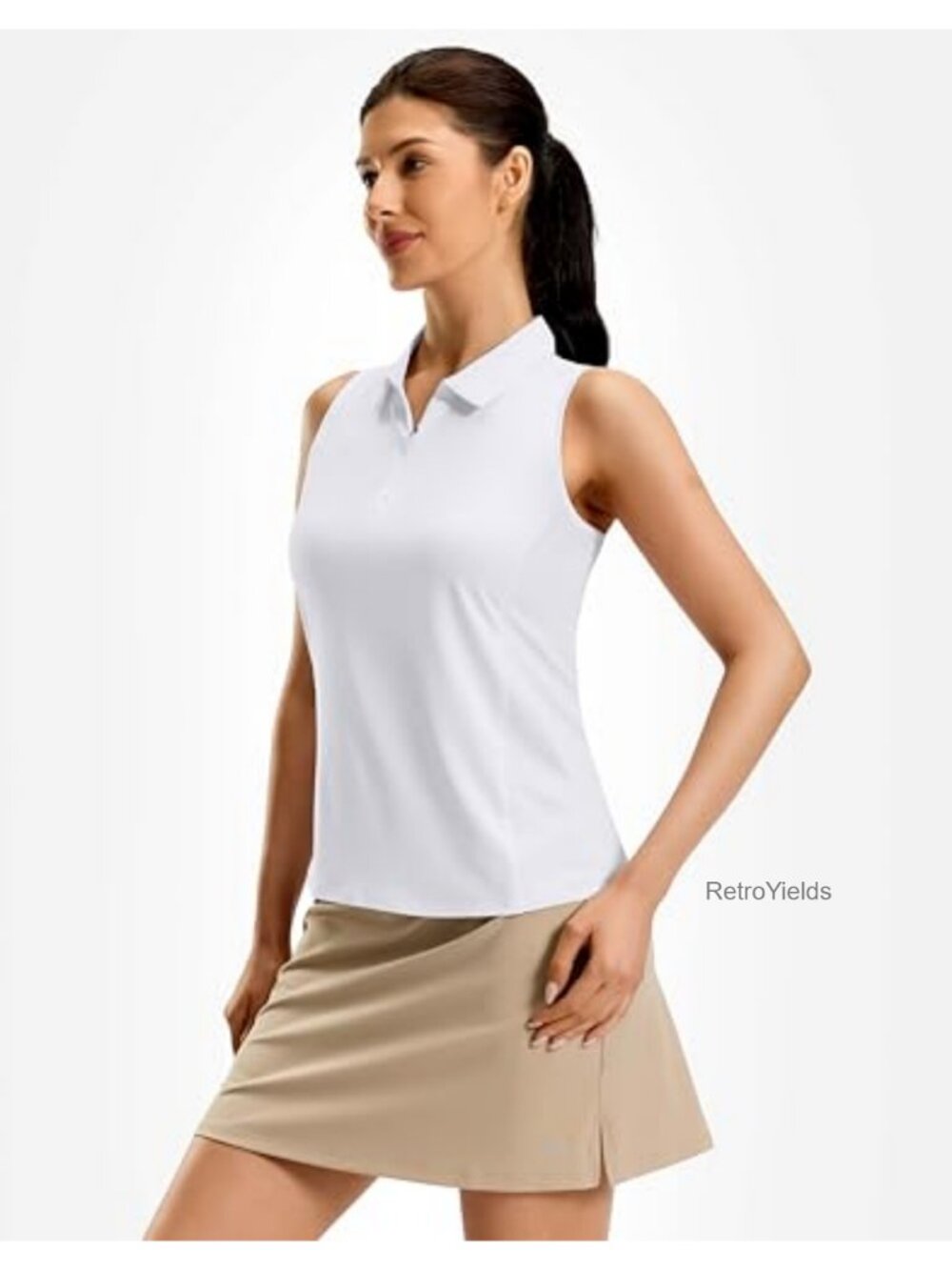 Women's Golf Shirt Racerback Tank Zip Up Sleeveless Athletic Tennis Top UPF 50 - Picture 2 of 5